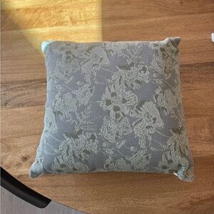 Elegant Floral Accent Pillow in Gray and Cream